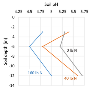 pH by depth and N rate