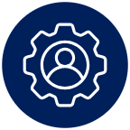 icon of human silhouette in the middle of a gear