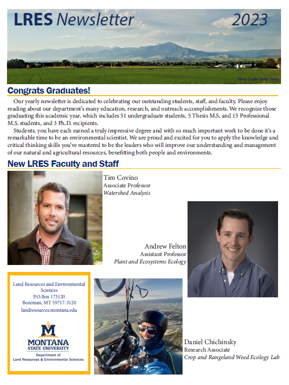 Image of the front page of the 2023 LRES Newsletter