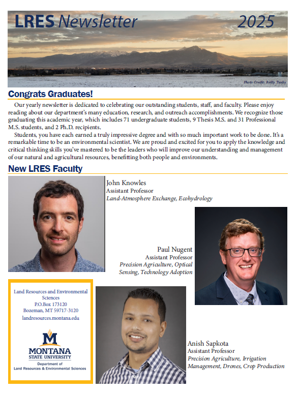 An image of the first page o the LRES 2025 newsletter