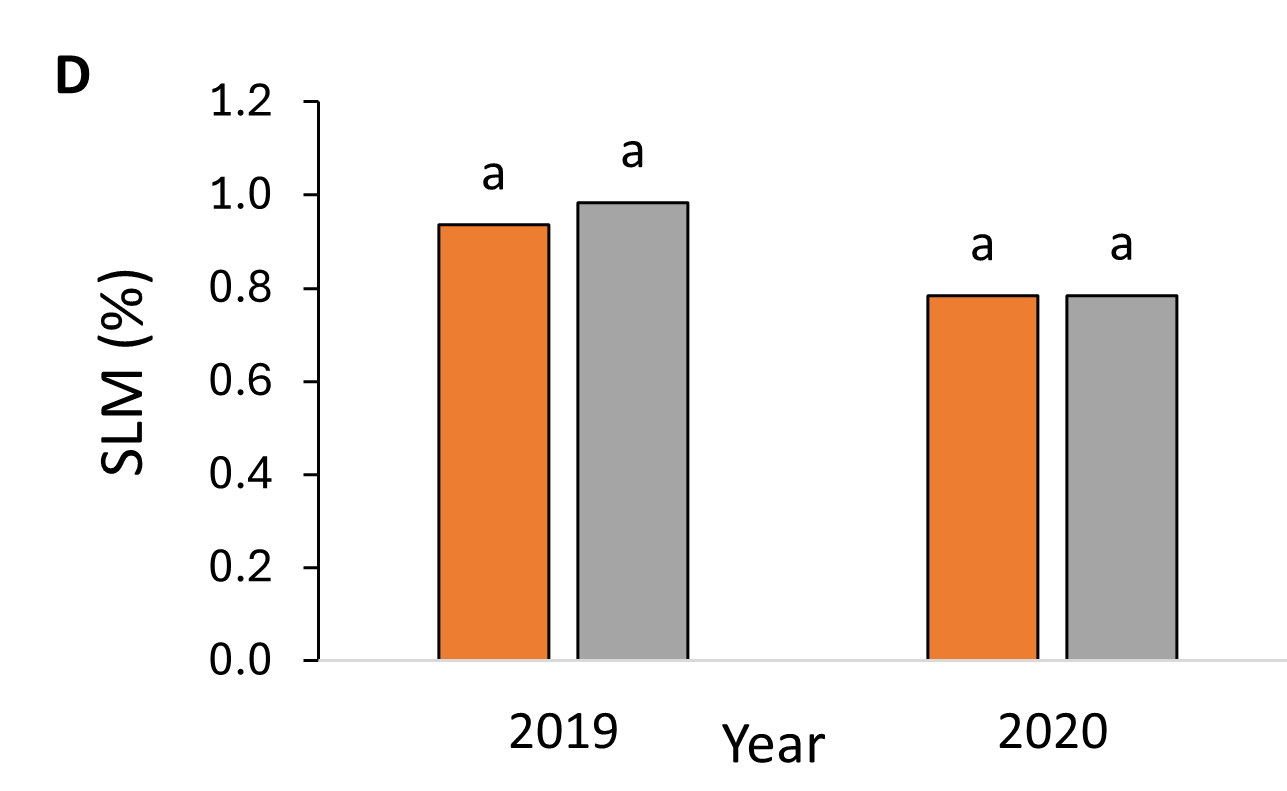 sucrose loss to molasses by N application timing in 2019 and 2020