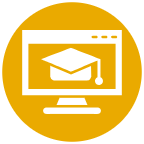 Icon of grad cap in a computer