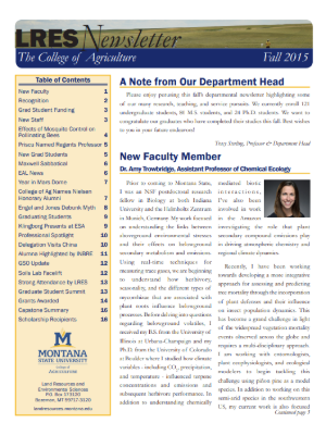 Fall 2015 LRES Newsletter front page screenshot