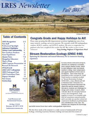 Fall 2017 LRES Newsletter first page screenshot