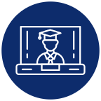 icon of graduate student within a computer