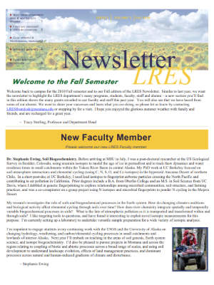 Front page screenshot of LRES Newsletter Fall 2010