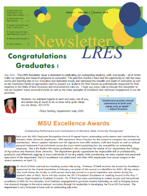 Front page screenshot of LRES Newsletter Spring 2010