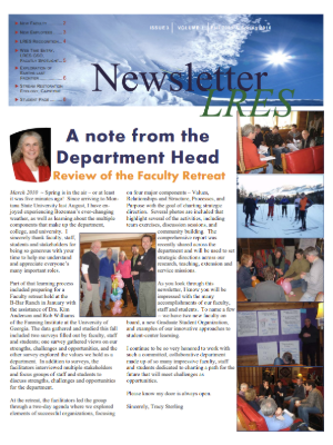 Front page screenshot of LRES Newsletter 2009