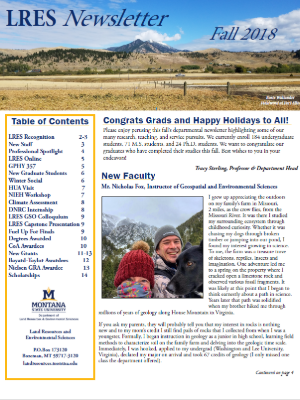 Screenshot from the front page of the Fall 2018 LRES Newsletter