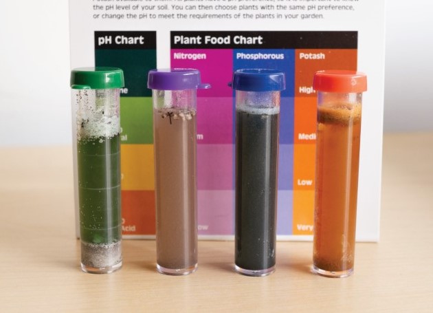 colored viles from soil test kit